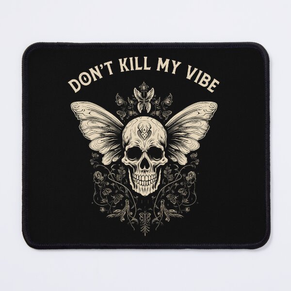 Item preview, Skull With Moth Wings Dont Kill My Vibe Retro Gothic Styled designed and sold by CosyTeal.