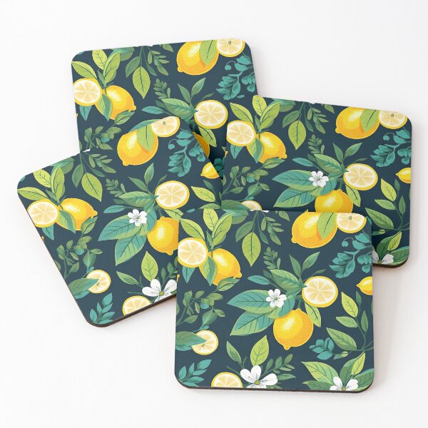 Item preview, lemons in tropical leaves pattern designed and sold by ptMaker.