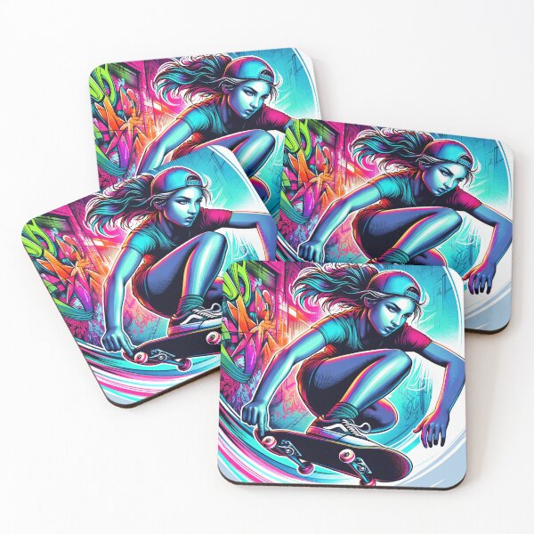 Item preview, Urban Skate Queen - Neon Street Art Series designed and sold by SrijanaByAnu.