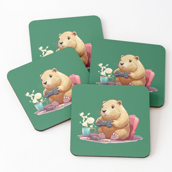 Artikelvorschau, Kawaii Capybara spielt ein Spiel in einem Raum entworfen und verkauft von MilkyBerryShop.