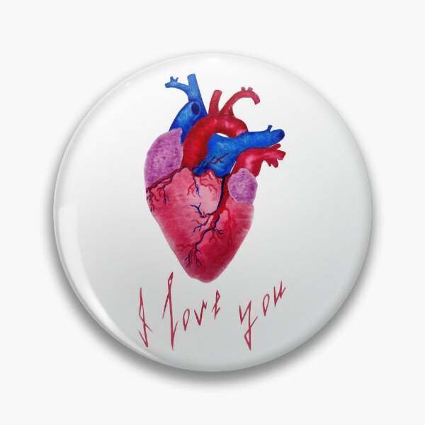 Item preview, Red blue purple heart realistic watercolor painting  designed and sold by LiudaLobza.