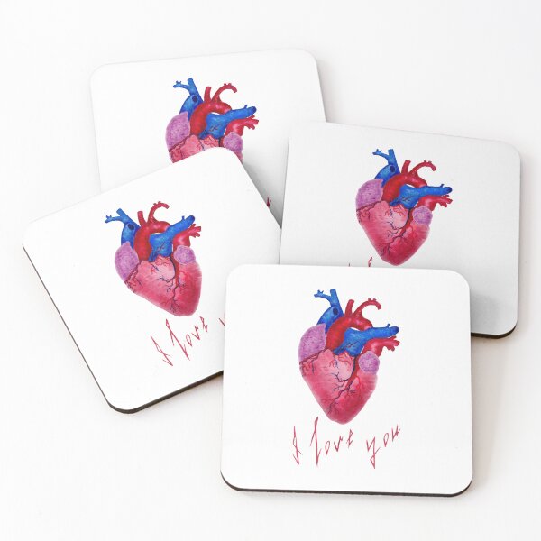 Item preview, Red blue purple heart realistic watercolor painting  designed and sold by LiudaLobza.