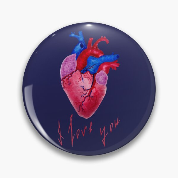 Item preview, Red blue purple heart realistic watercolor painting  designed and sold by LiudaLobza.