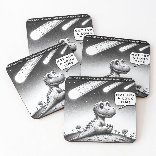 Item preview, Contemplative Dinosaur and Comets - When Stars Align, Even Dinosaurs Pause to Wonder! designed and sold by RuyaFab.