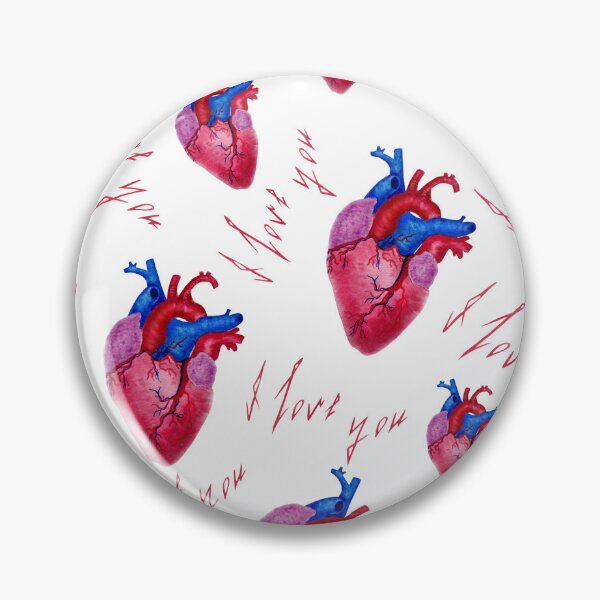 Item preview, Red blue purple heart pattern realistic watercolor painting  designed and sold by LiudaLobza.