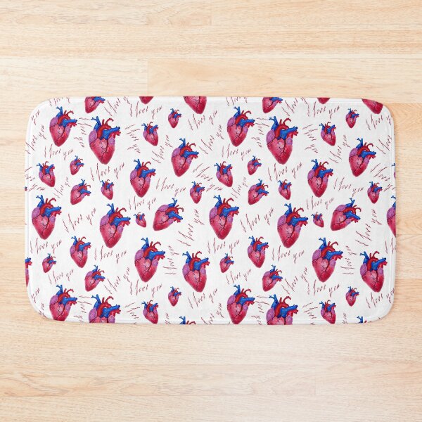 Item preview, Red blue purple heart pattern realistic watercolor painting  designed and sold by LiudaLobza.