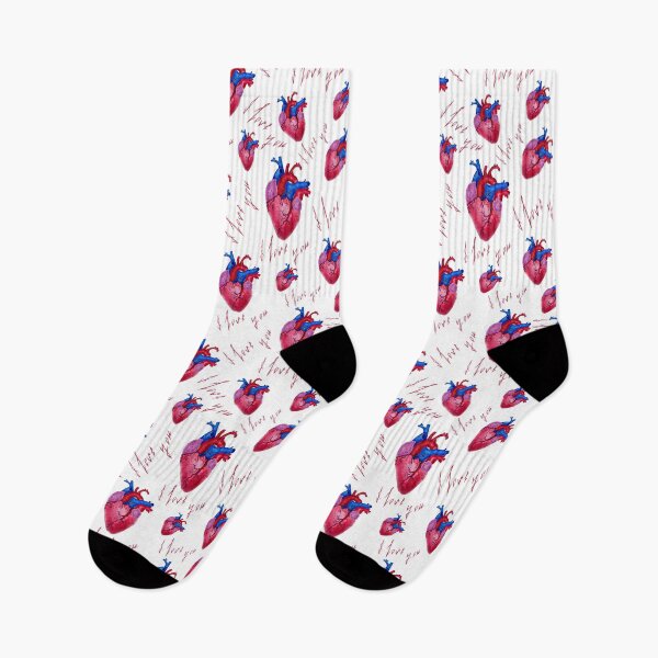 Item preview, Red blue purple heart pattern realistic watercolor painting  designed and sold by LiudaLobza.