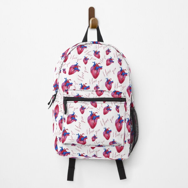 Item preview, Red blue purple heart pattern realistic watercolor painting designed and sold by LiudaLobza.