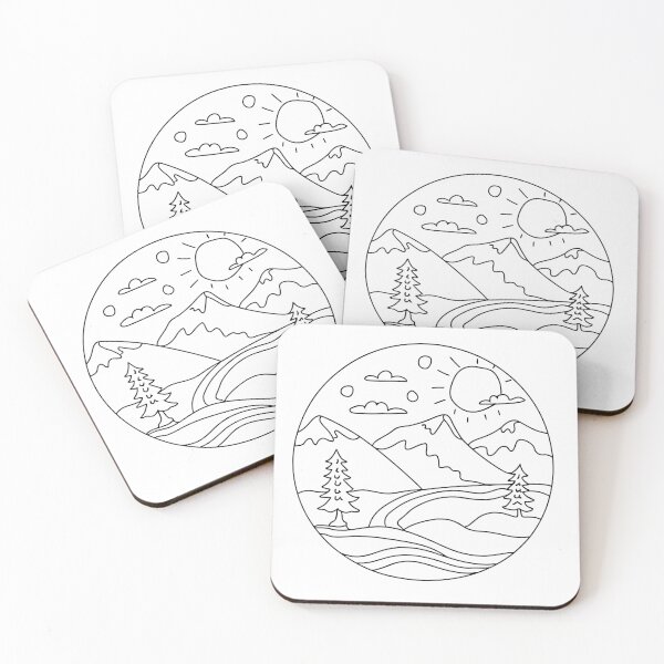 Item preview, Mountains wih clouds line art style circle design designed and sold by Andrey-Myagkov.