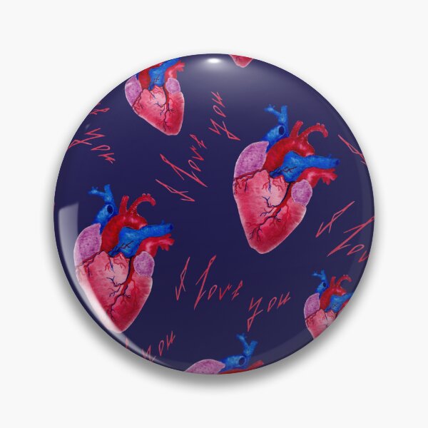 Item preview, Red blue purple heart pattern realistic watercolor painting  designed and sold by LiudaLobza.