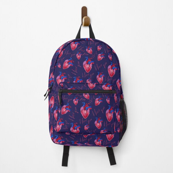 Item preview, Red blue purple heart pattern realistic watercolor painting designed and sold by LiudaLobza.