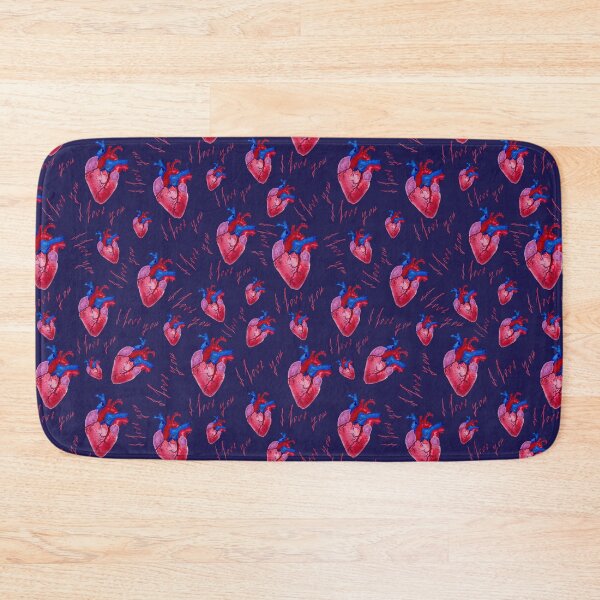 Item preview, Red blue purple heart pattern realistic watercolor painting  designed and sold by LiudaLobza.