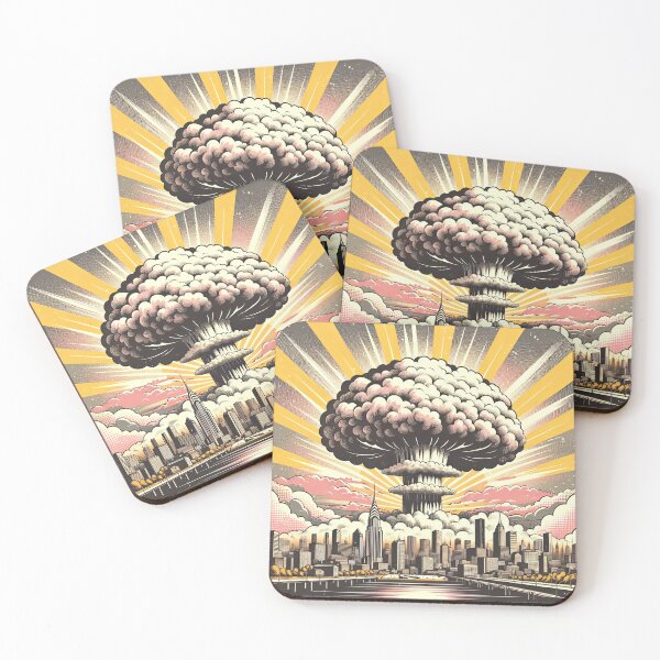 Item preview, City skyline under the shadow of a mushroom cloud designed and sold by artwaves.