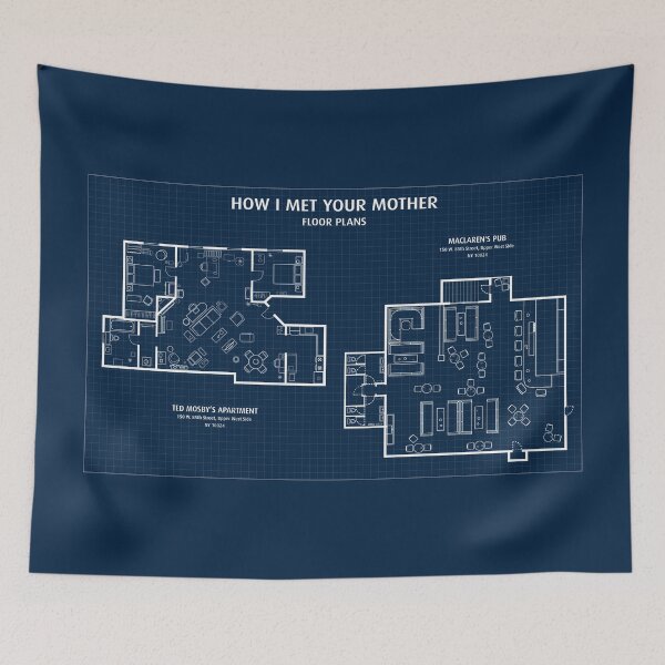 Item preview, How I Met Your Mother Floor Plans (Navy Blueprint) designed and sold by BGALAXY.