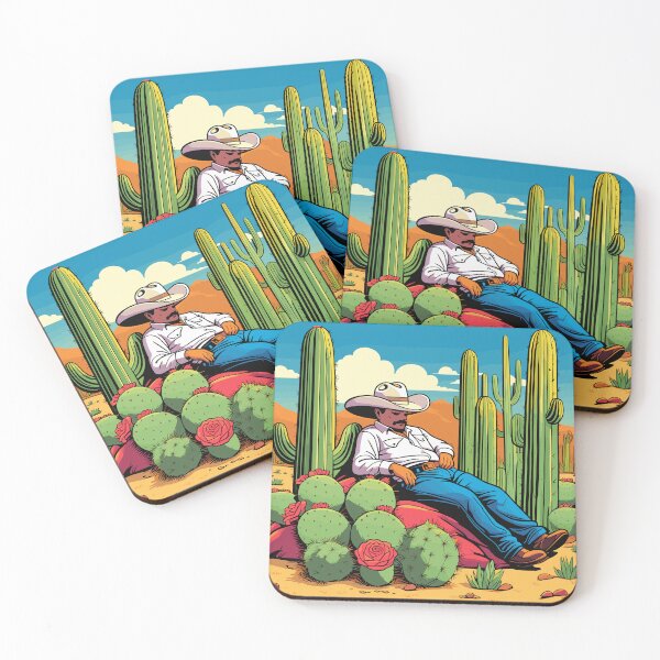 Item preview, Mexican sleeping against a cactus gallery wall art modern abstract matte vertical wall art decor abstract gallery art designed and sold by Charlygood.