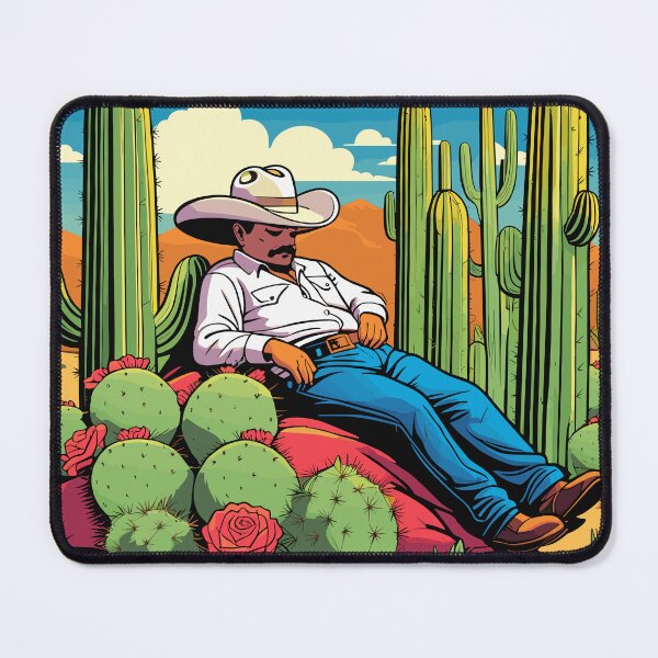 Item preview, Mexican sleeping against a cactus gallery wall art modern abstract matte vertical wall art decor abstract gallery art designed and sold by Charlygood.