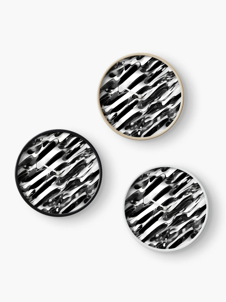 Thumbnail 3 of 4, Clock, Metallic Pattern: Silver Pattern designed and sold by CreativeSparkzz.