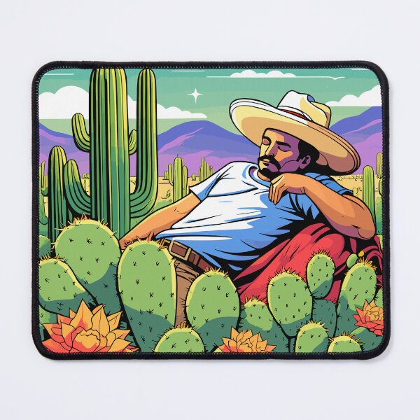 Item preview, Mexican sleeping against a cactus gallery wall art modern abstract matte vertical wall art decor abstract gallery art designed and sold by Charlygood.