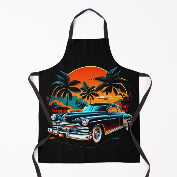 Item preview, Old classic car miami orange style with palm trees designed and sold by BlueGoldArt.
