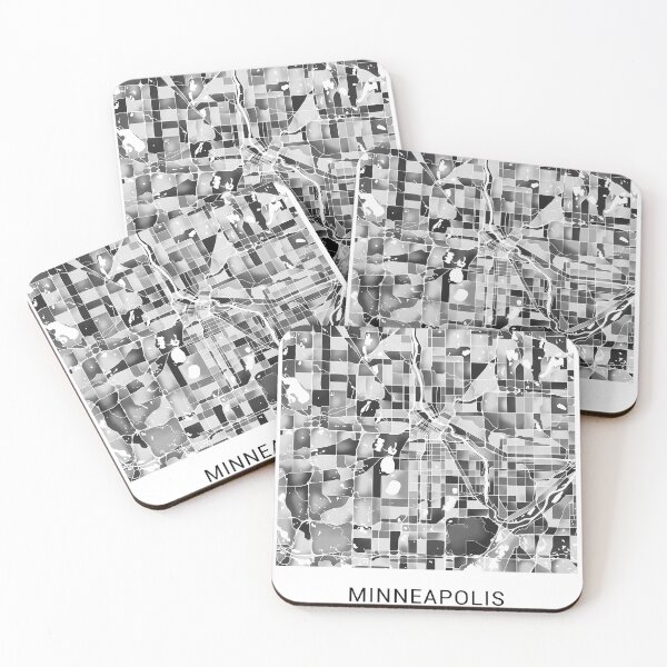 Item preview, Minneapolis Minnesota Named City Map - Black and White Monochrome designed and sold by StylishStacks.