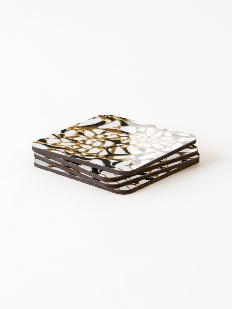 Thumbnail 4 of 5, Coasters (Set of 4), Metallic Pattern: Gold Pattern designed and sold by CreativeSparkzz.
