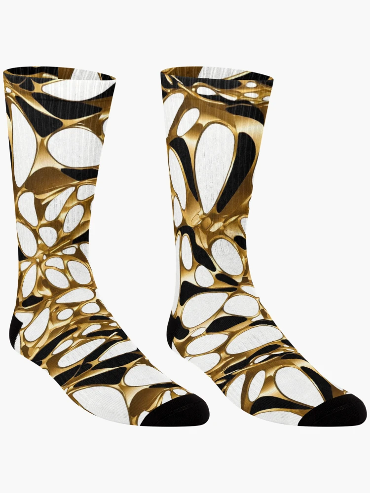 Thumbnail 3 of 5, Socks, Metallic Pattern: Gold Pattern designed and sold by CreativeSparkzz.