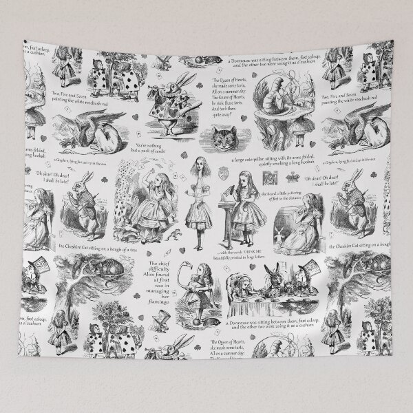 Item preview, Alice in Wonderland Black White Toile Pattern designed and sold by tanjica.