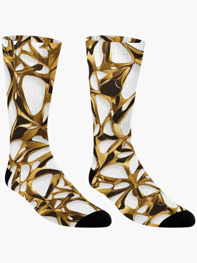 Thumbnail 3 of 5, Socks, Metallic Pattern: Gold Pattern designed and sold by CreativeSparkzz.