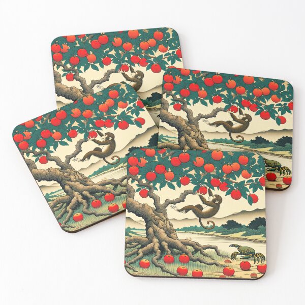 Item preview, The Orchard's Playful Banter: Monkey and Crab Amidst the Apple Bounty designed and sold by artwaves.