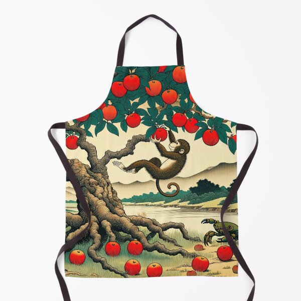 Item preview, The Orchard's Playful Banter: Monkey and Crab Amidst the Apple Bounty designed and sold by artwaves.