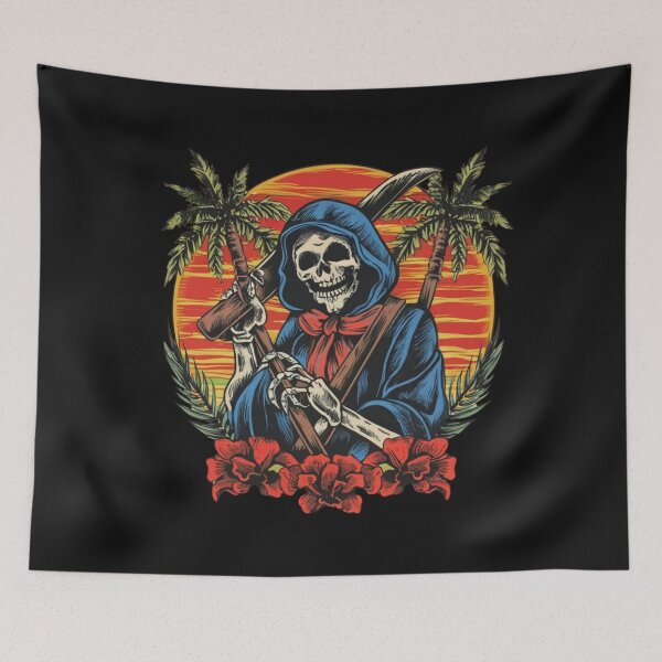 Item preview, American Traditional Skeleton in Paradise Tattoo designed and sold by Goku Creations.