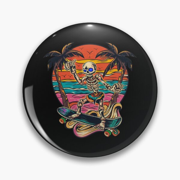 Item preview, American Traditional Skeleton Surfing Tattoo designed and sold by Goku Creations.