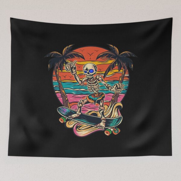 Item preview, American Traditional Skeleton Surfing Tattoo designed and sold by Goku Creations.