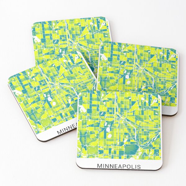 Item preview, Minneapolis Minnesota Named City Map - Green-Yellow Duotone designed and sold by StylishStacks.