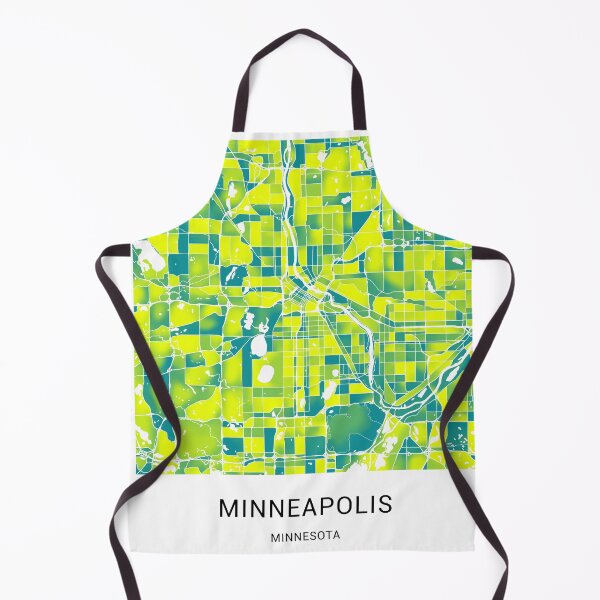 Aperçu de l'œuvre Plan de la ville nommée Minneapolis Minnesota - Duotone vert-jaune créée et vendue par StylishStacks.