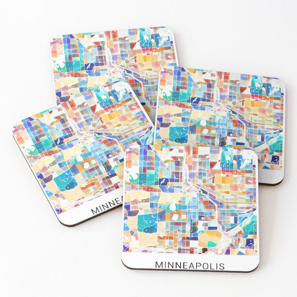 Item preview, Minneapolis Minnesota Named City Map - Tropical Rainbow Scheme designed and sold by StylishStacks.