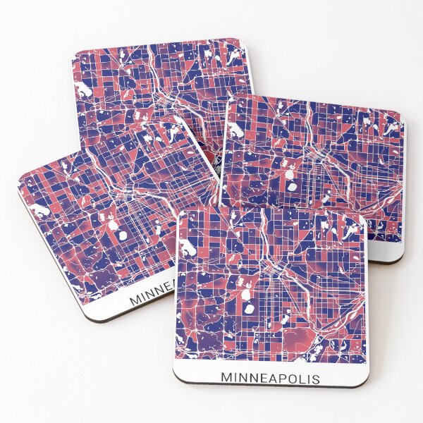 Item preview, Minneapolis Minnesota Named City Map - Red-Blue Duotone designed and sold by StylishStacks.