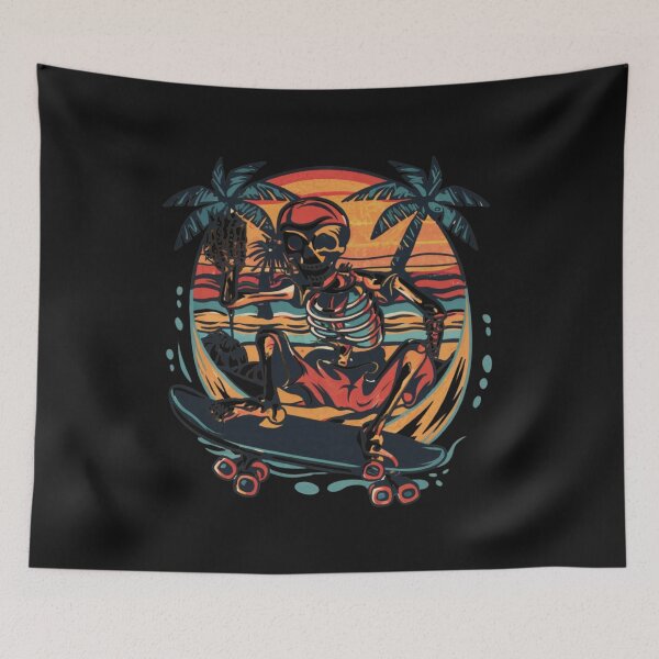 Item preview, American Traditional Skeleton Surfing Tattoo designed and sold by Goku Creations.