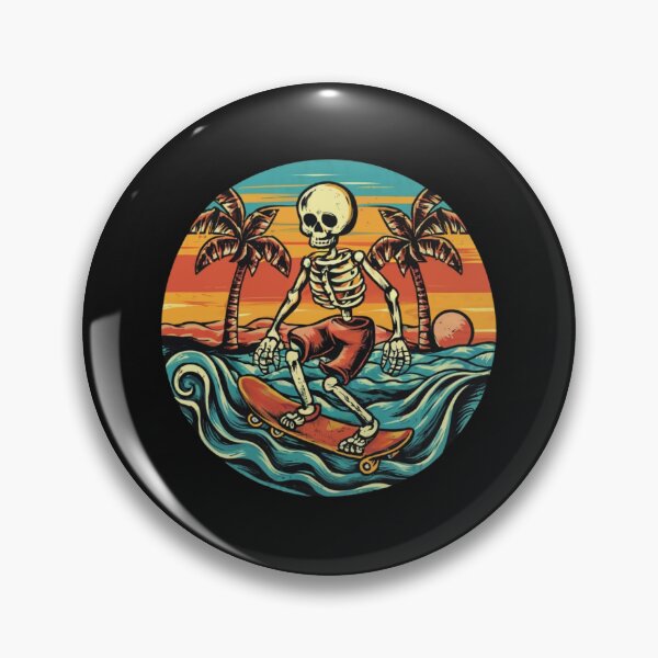 Item preview, American Traditional Skeleton Surfing Tattoo designed and sold by Goku Creations.