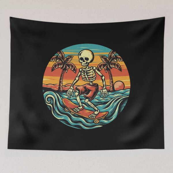 Item preview, American Traditional Skeleton Surfing Tattoo designed and sold by Goku Creations.