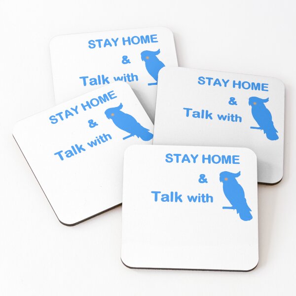 Item preview, Stay home ＆Talk with Cockatoo  white and blue minimal design designed and sold by lazycat14.