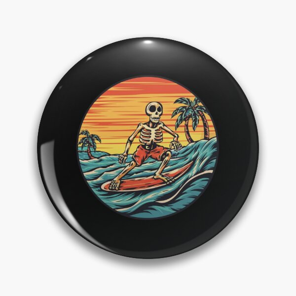 Item preview, American Traditional Skeleton Surfing Tattoo designed and sold by Goku Creations.