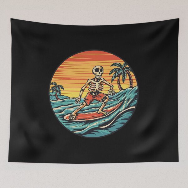 Item preview, American Traditional Skeleton Surfing Tattoo designed and sold by Goku Creations.