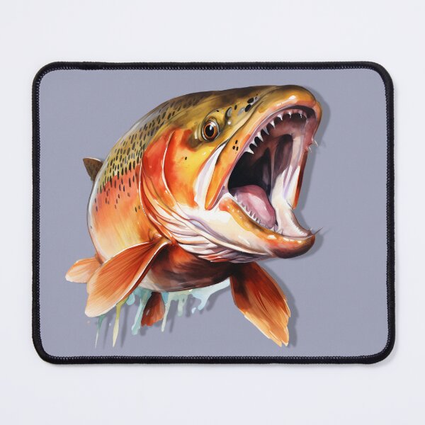 Item preview, Trout open mouth side view drawing, for anglers designed and sold by Alex-JuJu.