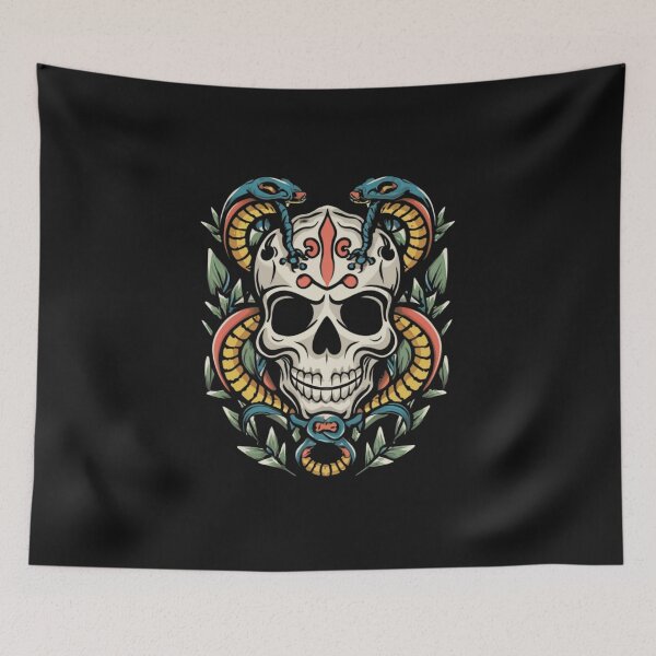 Item preview, American Traditional Serpent Skeleton Tattoo designed and sold by Goku Creations.