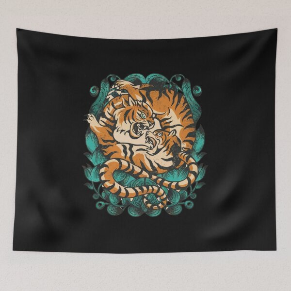 Item preview, Tiger and Snake Duel Traditional Tattoo designed and sold by Goku Creations.