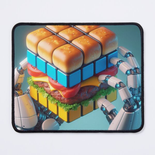 Item preview, Rubik's Cube Shaped Hamburger and Cyborg - Cute Cyberpunk designed and sold by joejiing.