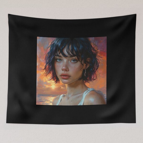 Item preview, Sunset Lady (Portrait 1) designed and sold by AwesomeAiArt.