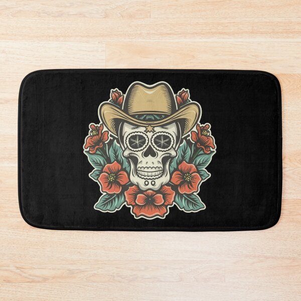 Item preview, American Traditional Cowboy Skull and Floral Tattoo designed and sold by Goku Creations.