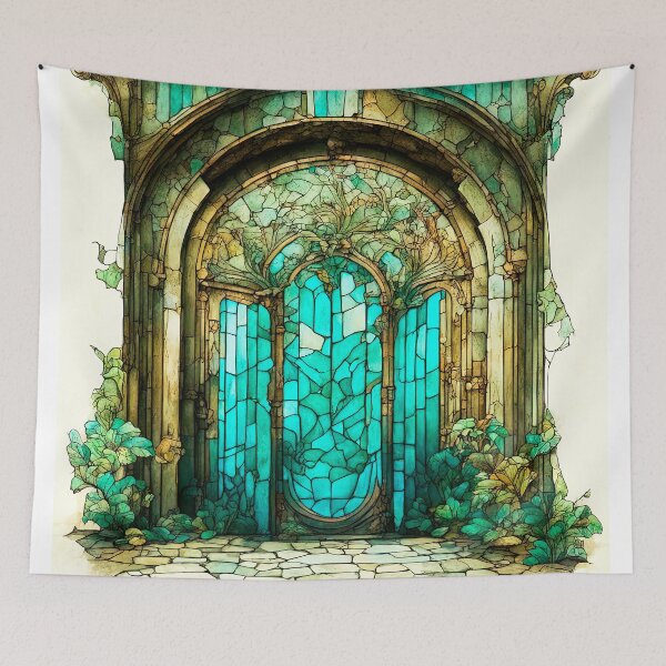 Item preview, A door with stained glass elements in an old mansion designed and sold by LanaGustavsson.